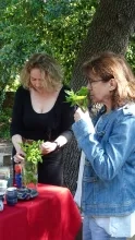 Une adulte sent de la menthe